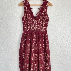 Soprano A-Line Burgundy Red Lace Dress